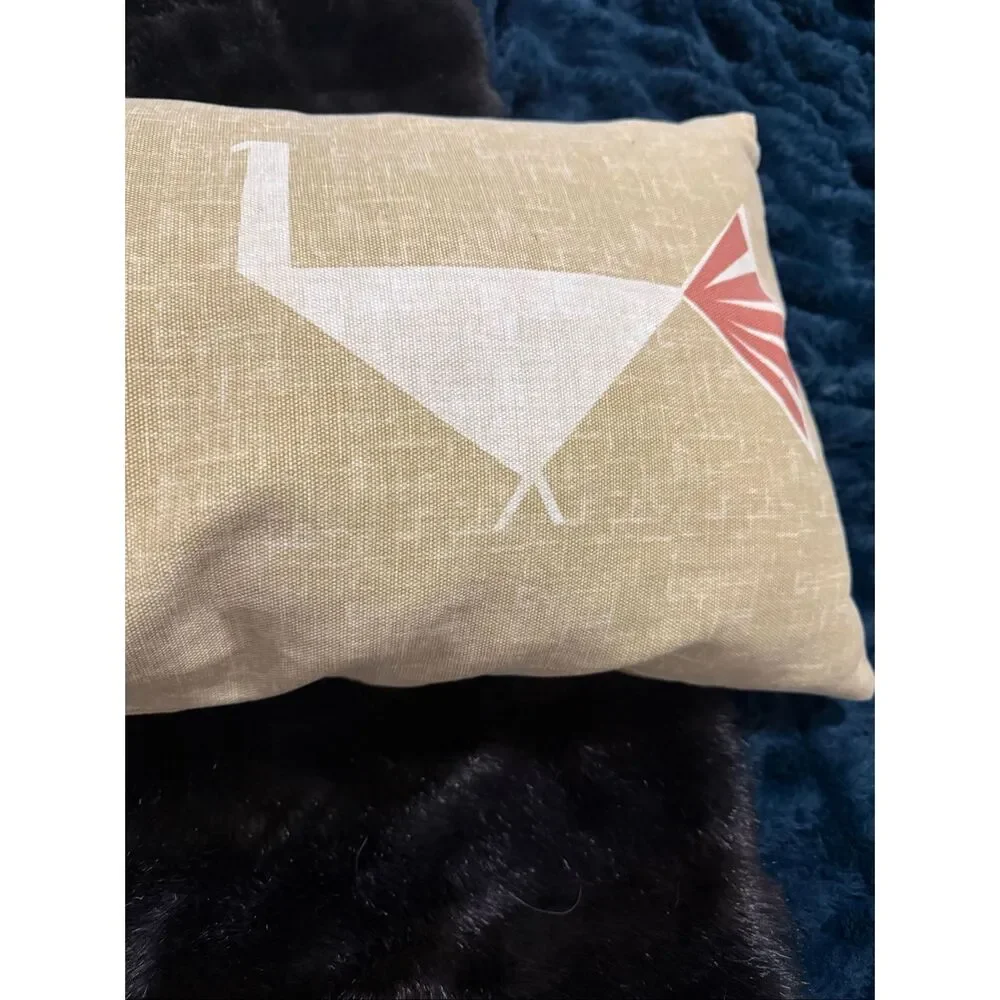 West elm primitive bird lumbar throw pillow 35x12 turkey